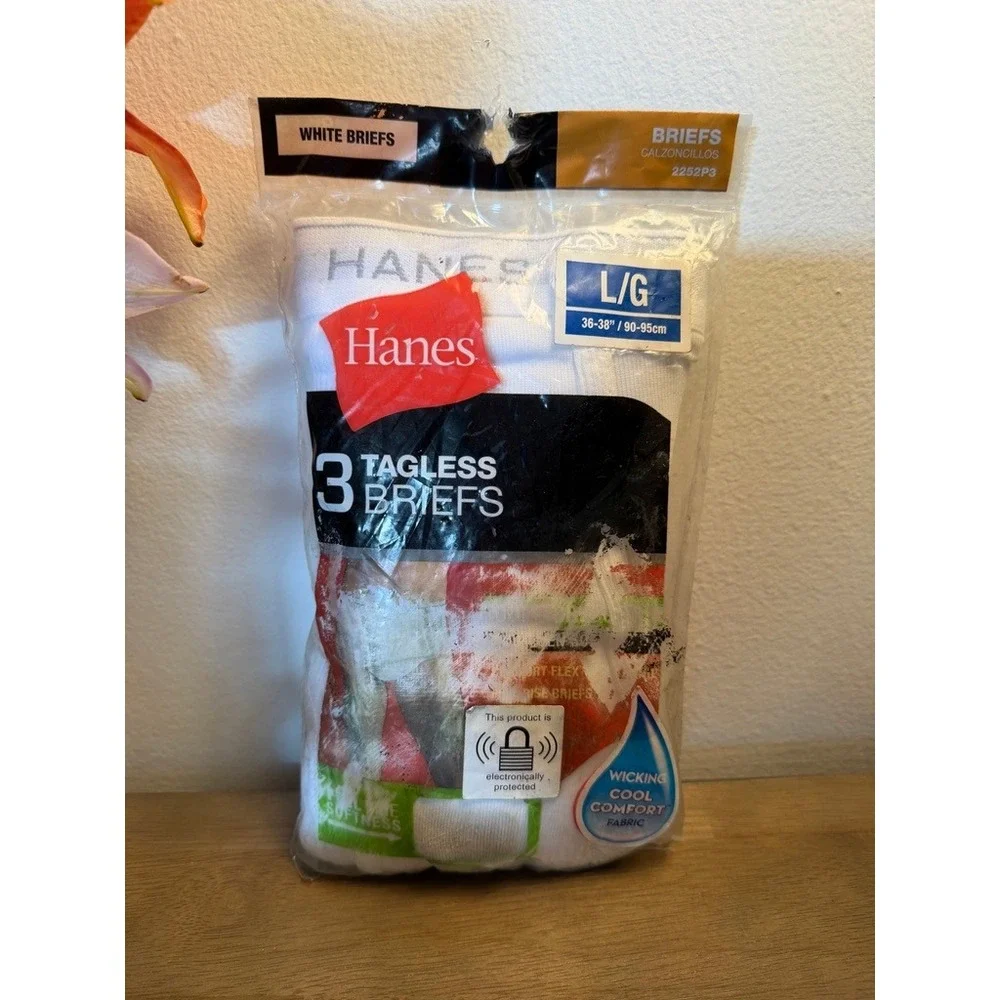 Hanes Tagless White Underwear Briefs Size L 36-38